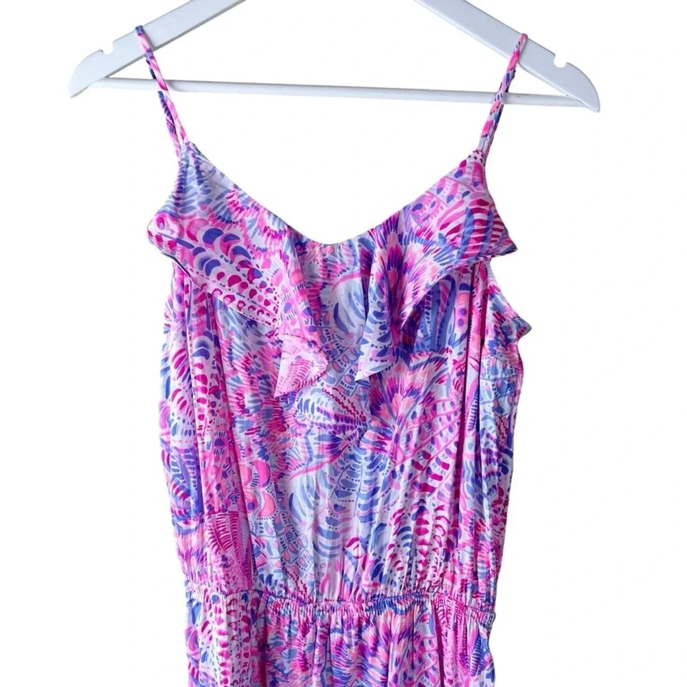 Lilly‎ Pulitzer Sea Shells Ruffle Mini Dress Pink Blue Purple Sleeveless Summer - Picture 8 of 13